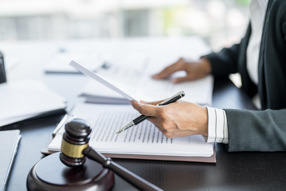 Lawyer working on paperwork